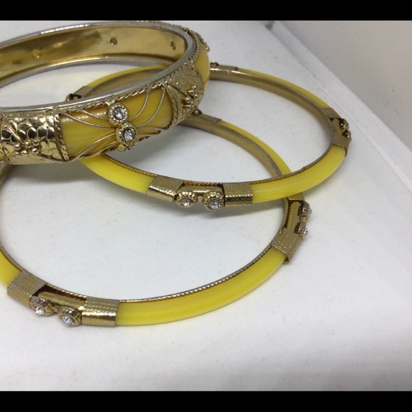 Vintage Indian Wedding Bangle Bracelets Rhinestones Gold Tone Framed Lot - Picture 9 of 11